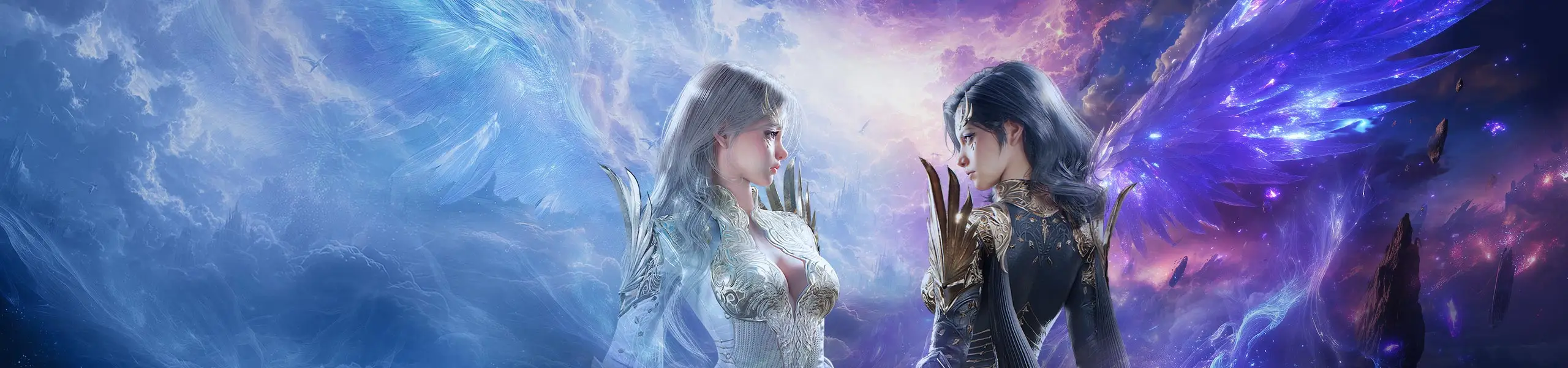 Offizielles Aion-2-Artwork: eine Elyos und eine Asmodierin stehen sich gegenüber